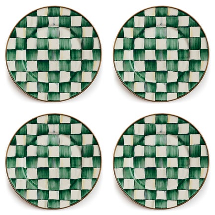 Emerald Check Salad Plates, Set of 4