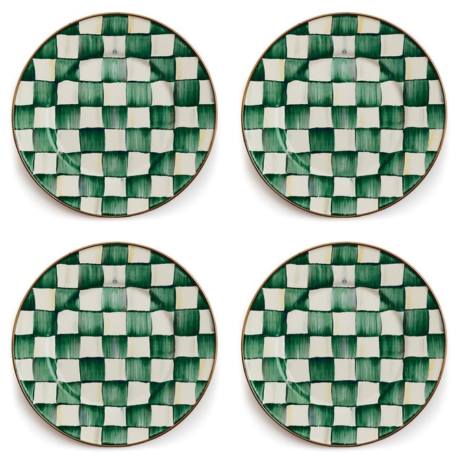 Emerald Check Salad Plates, Set of 4 image number 0