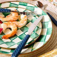 Emerald Check Salad Plate