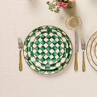 Emerald Check Salad Plate
