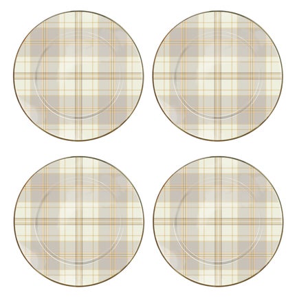 Tartan Latte Salad Plates, Set of 4