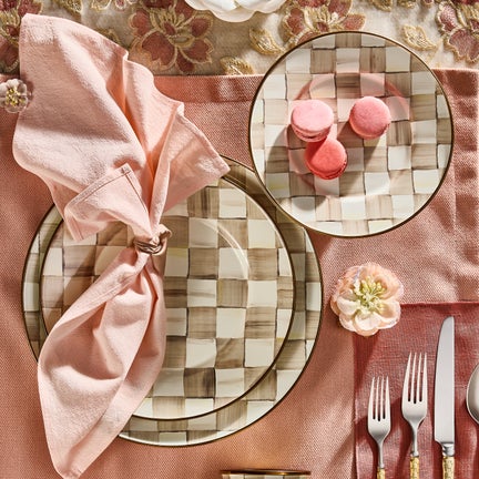 Mocha Check Salad Plate