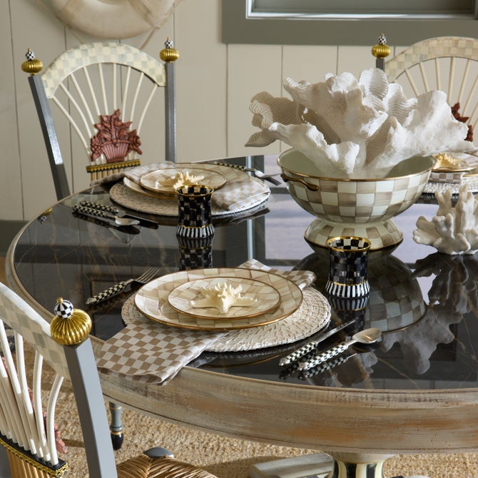 Mocha Check Salad Plate image number 8