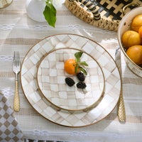 Mocha Check Salad Plate