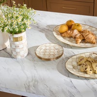 Mocha Check Salad Plate