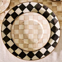 Mocha Check Salad Plate