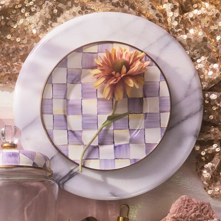 Violet Check Salad/Dessert Plate