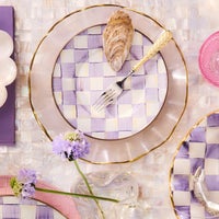 Violet Check Salad/Dessert Plate