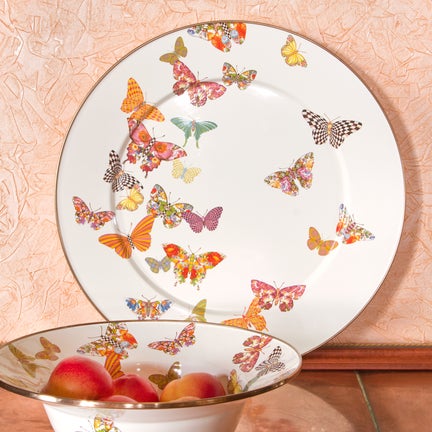 Butterfly Garden Serving Platter - White
