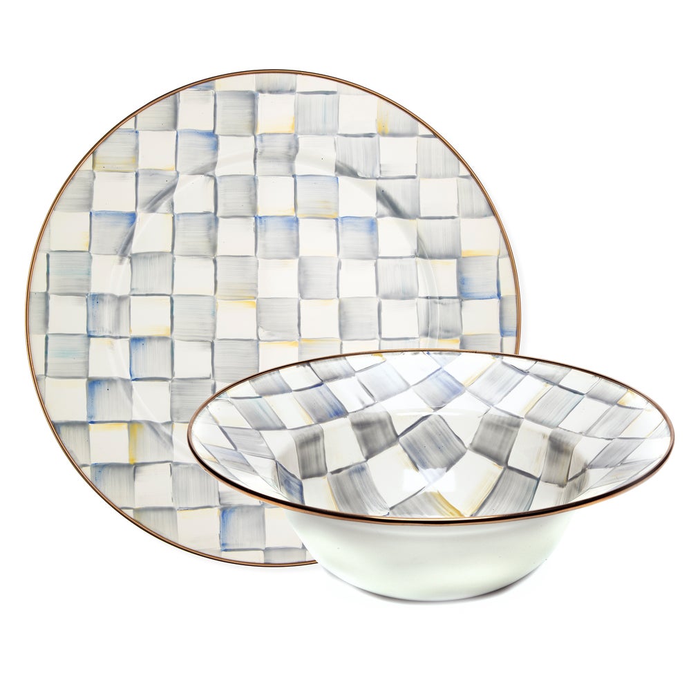 Courtly Check Serving Platter & Bowl Set - Sterling Check mackenzie-childs Panama imagen 1