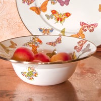 Butterfly Garden Serving Bowl - White