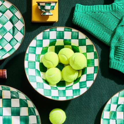 Emerald Check Serving Bowl