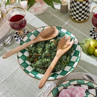 Emerald Check Salad Serving Set
