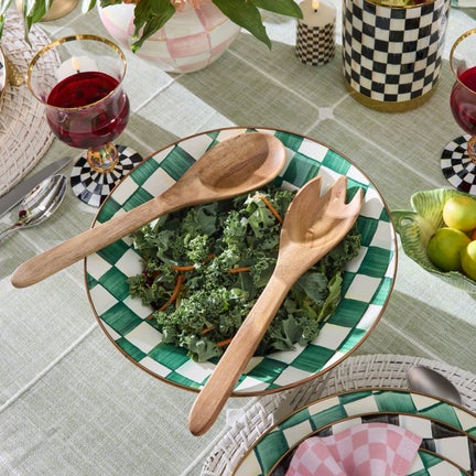 Emerald Check Salad Serving Set