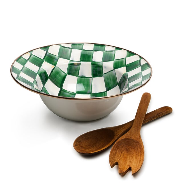 Emerald Check Salad Serving Set image number 0