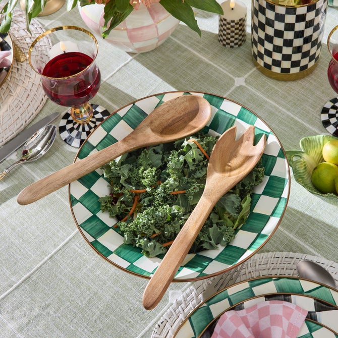 Emerald Check Serving Bowl image number 2