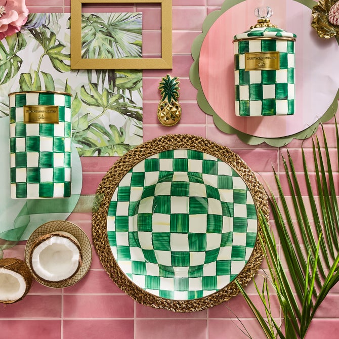 Emerald Check Serving Bowl image number 3