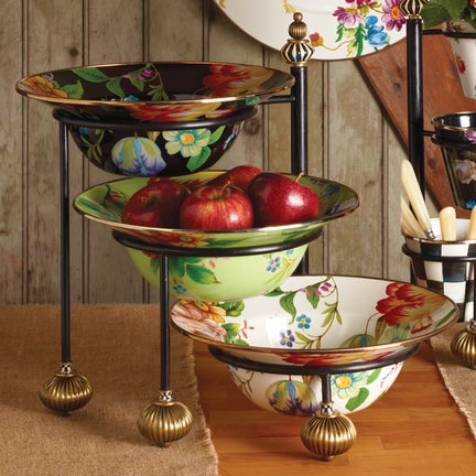 Black Flower Market Serving Bowl