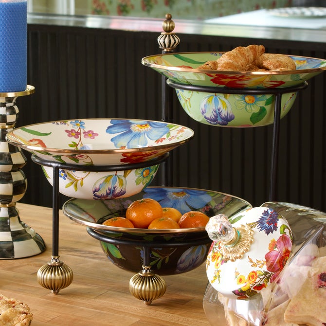 Black Flower Market Serving Bowl image number 2