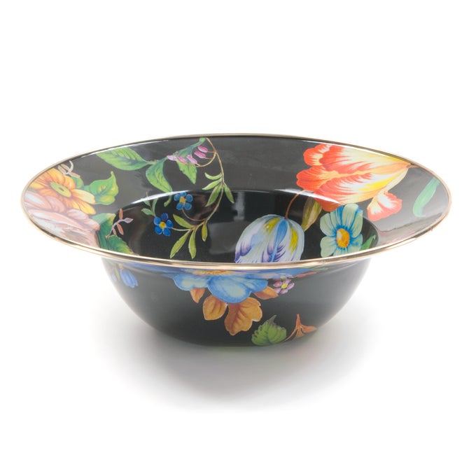 Black Flower Market Serving Bowl image number 0