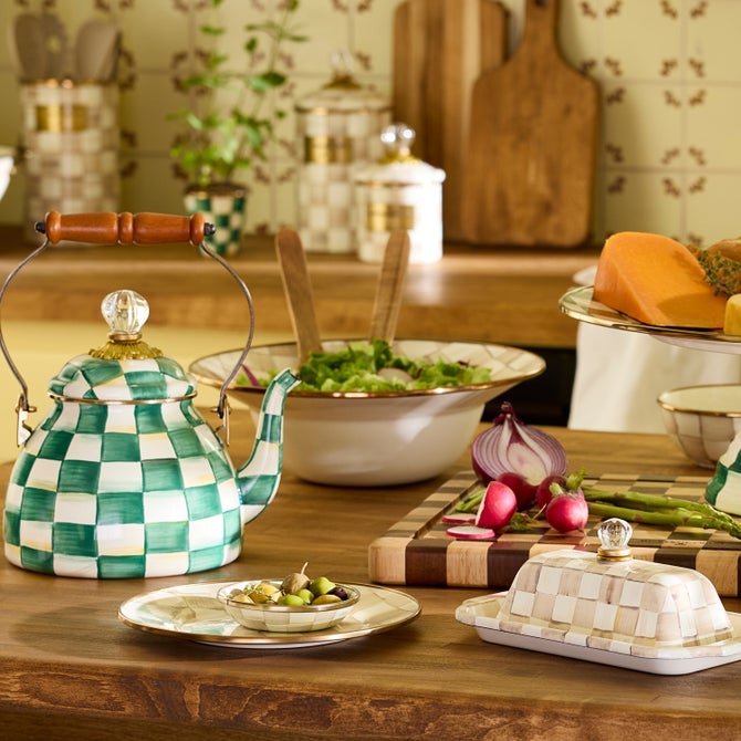 Mocha Check Salad Serving Set image number 3