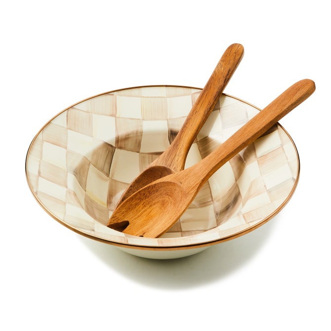 Mocha Check Salad Serving Set image number 1