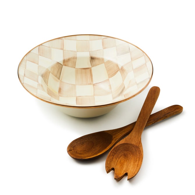 Mocha Check Salad Serving Set image number 0