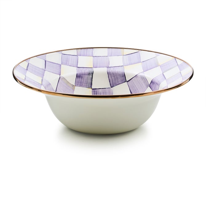 Violet Check Serving Bowl image number 0
