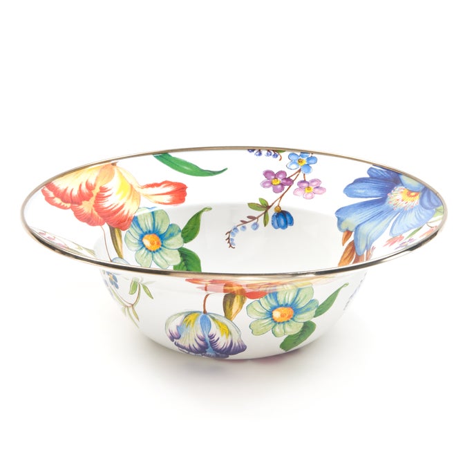 White Flower Market Serving Bowl image number 0