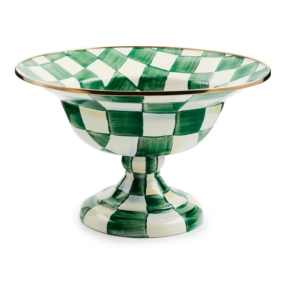 Check Enamel Compote - Emerald Check, Large mackenzie-childs Panama imagen 1