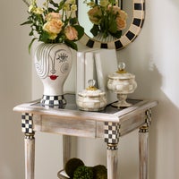 Mocha Check Squashed Pot