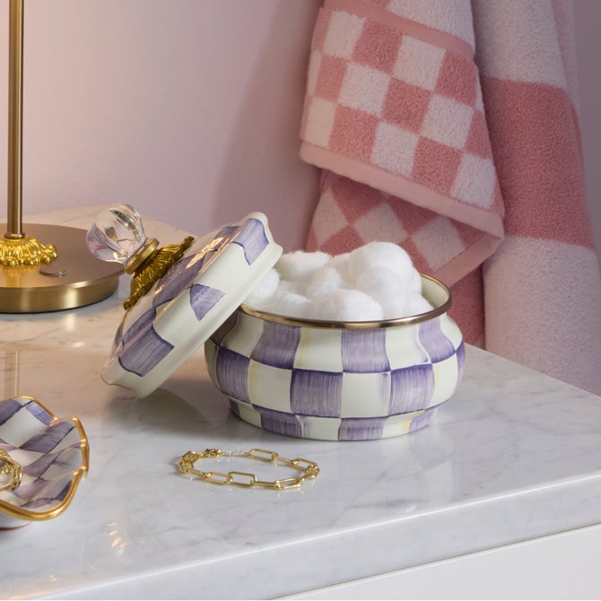 Violet Check Squashed Pot image number 1