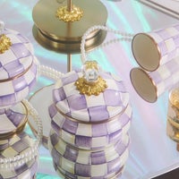 Violet Check Squashed Pot