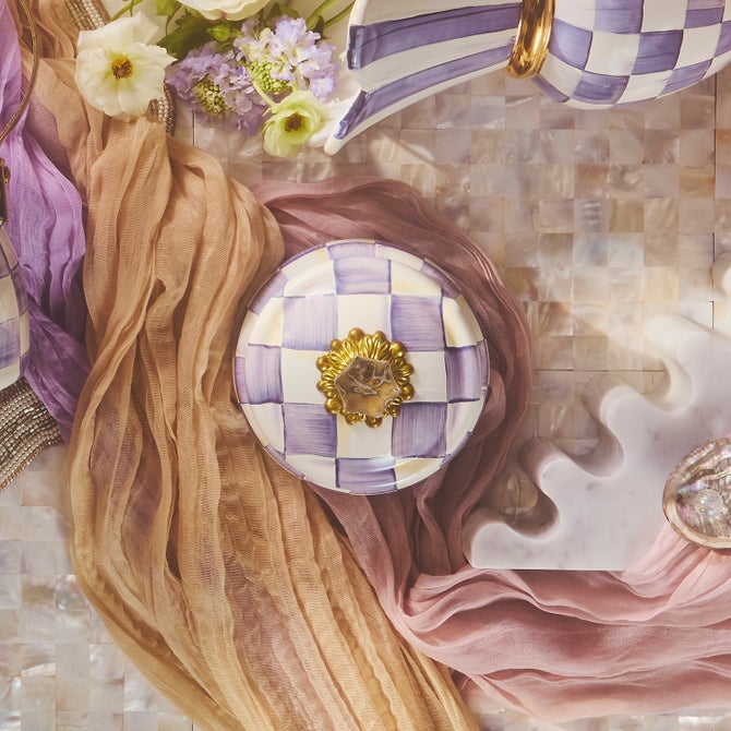 Violet Check Squashed Pot image number 2