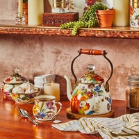 White Flower Market Squashed Pot