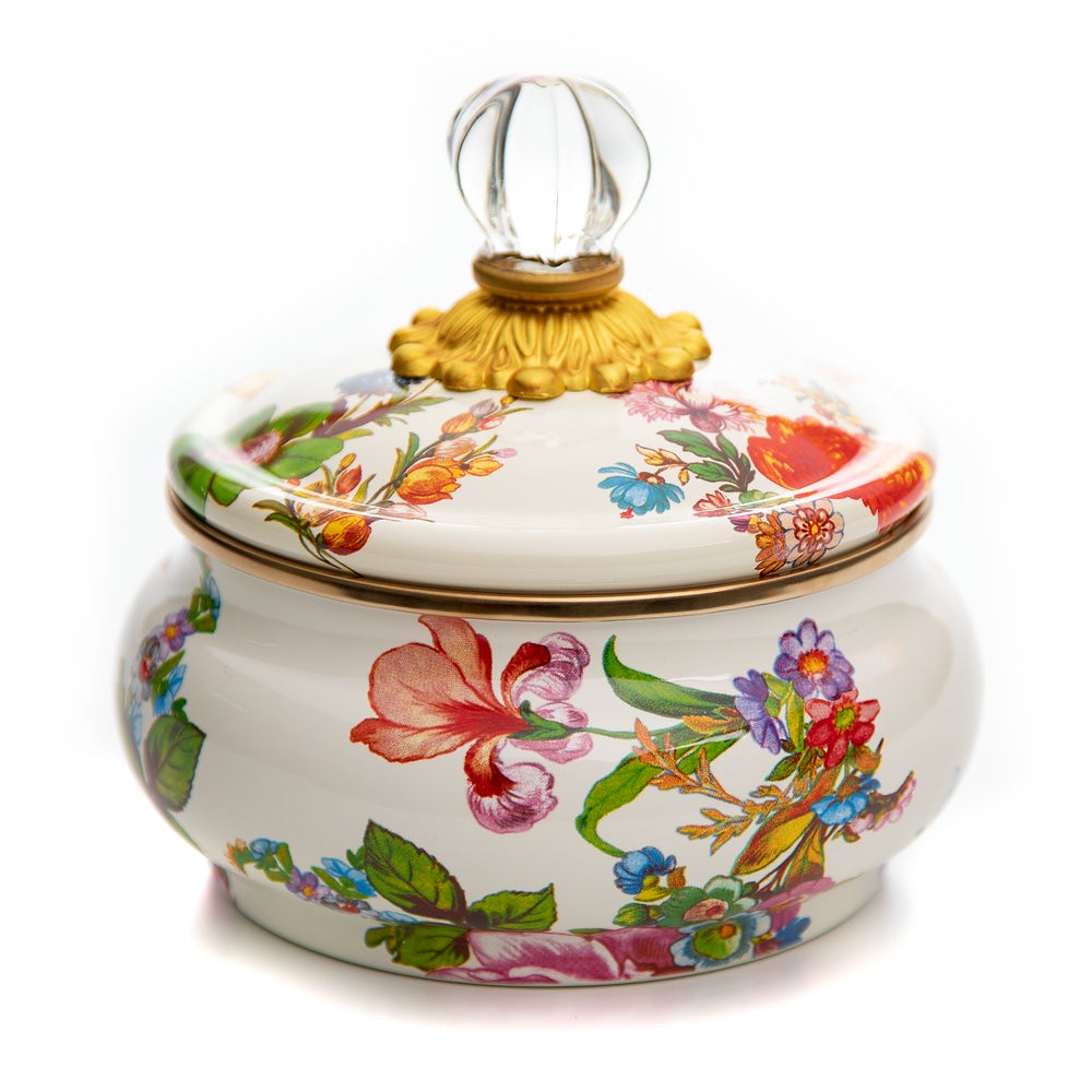 Floral Squashed Pot - White Flower Market mackenzie-childs Panama imagen 1