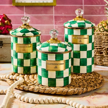 Emerald Check Small Canister