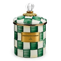 Emerald Check Enamel Canisters