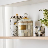 Sterling Check Enamel Canisters