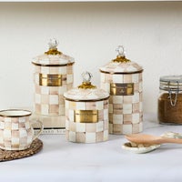 Mocha Check Small Canister