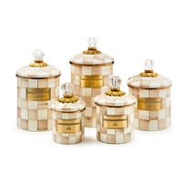Mocha Check Enamel Canisters