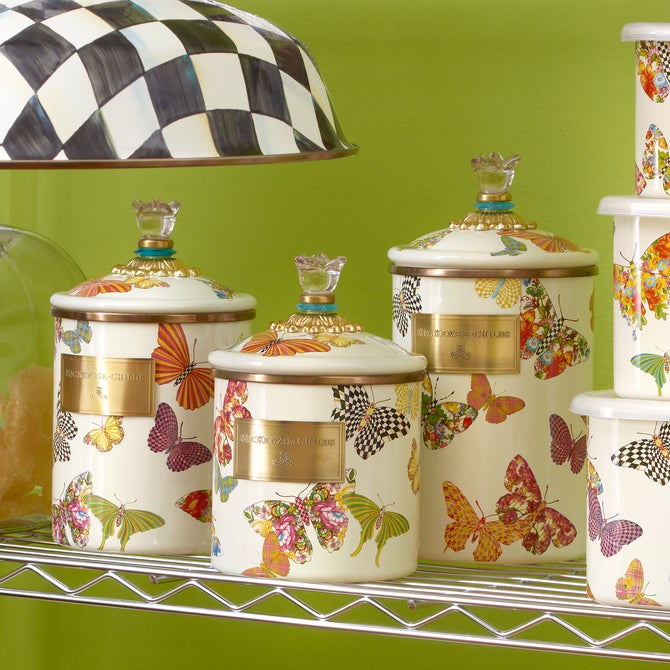 Butterfly Garden Medium Canister - White image number 4