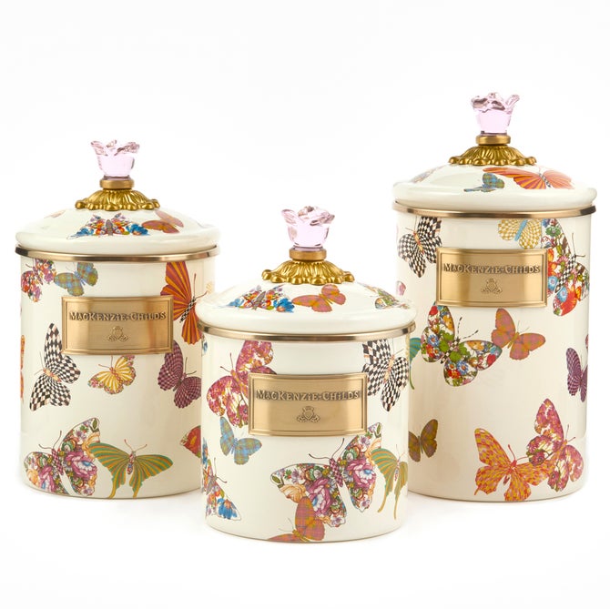 Butterfly Garden Medium Canister - White image number 2
