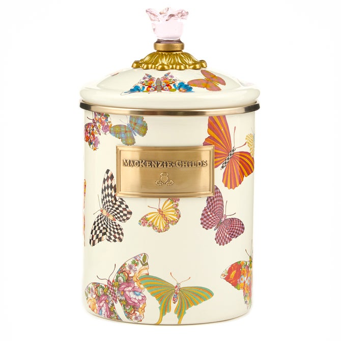 Butterfly Garden Medium Canister - White image number 0