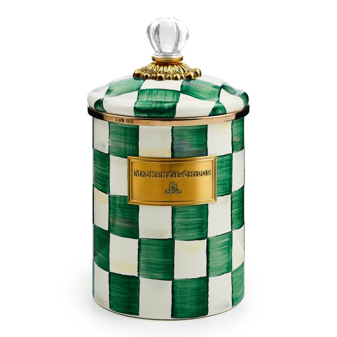 Emerald Check Enamel Canisters image number 0