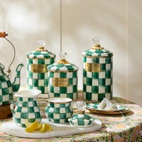 Emerald Check Large Canister