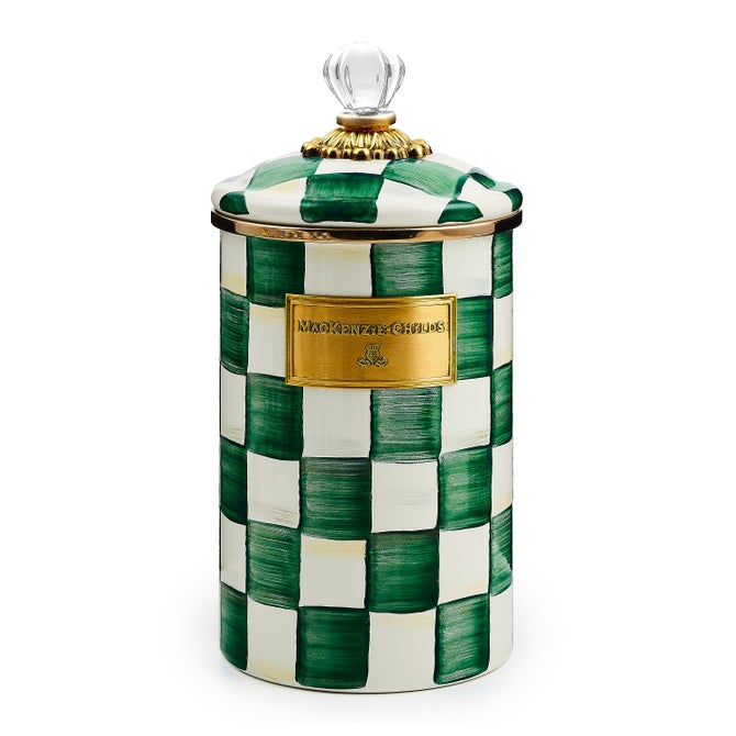 Emerald Check Enamel Canisters image number 1