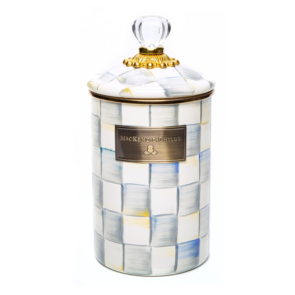 Sterling Check Enamel Canisters - Sterling Check, Large mackenzie-childs Panama imagen 1