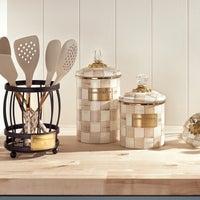 Mocha Check Large Canister