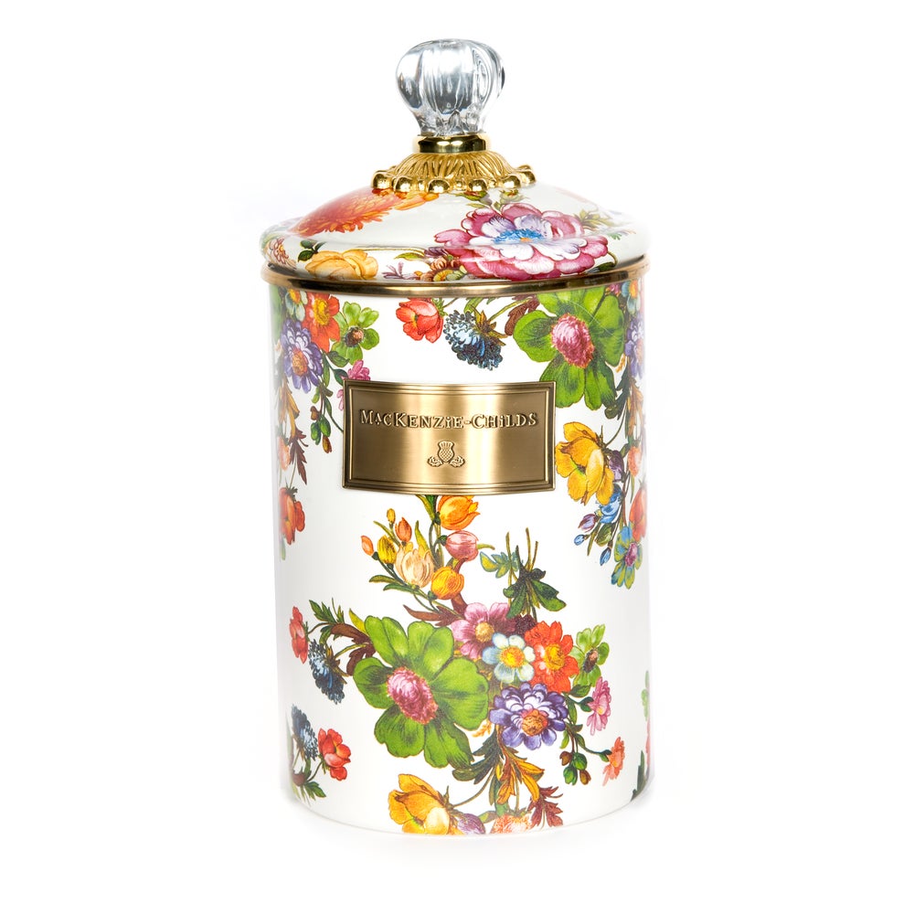 White Flower Market Enamel Canisters - White Flower Market, Large mackenzie-childs Panama imagen 1